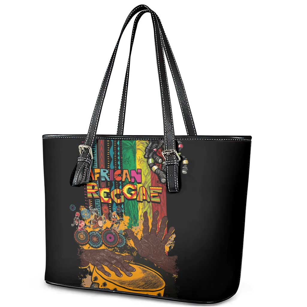 Afro-Caribbean Leather Tote Bag African and Reggae Art Music - African Pride
