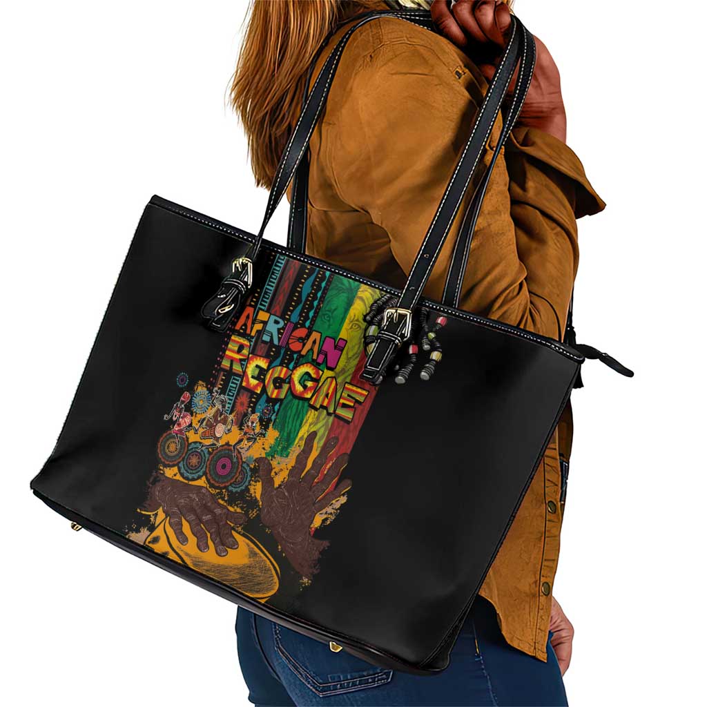 Afro-Caribbean Leather Tote Bag African and Reggae Art Music - African Pride