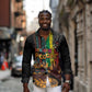 Afro-Caribbean Long Sleeve Button Shirt African and Reggae Art Music - African Pride