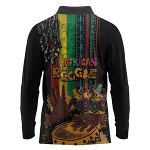 Afro-Caribbean Long Sleeve Polo Shirt African and Reggae Art Music - African Pride