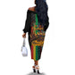 Afro-Caribbean Off The Shoulder Long Sleeve Dress African and Reggae Art Music - African Pride