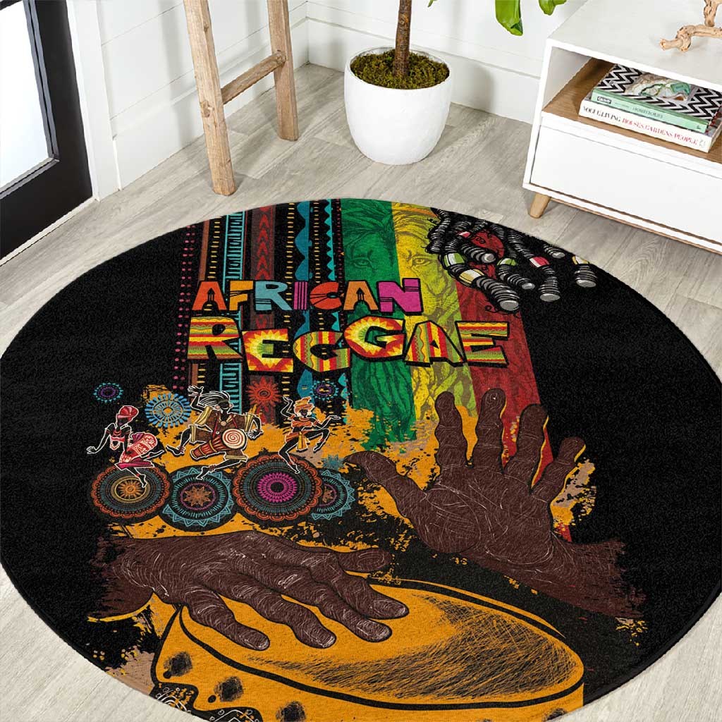 Afro-Caribbean Round Carpet African and Reggae Art Music - African Pride
