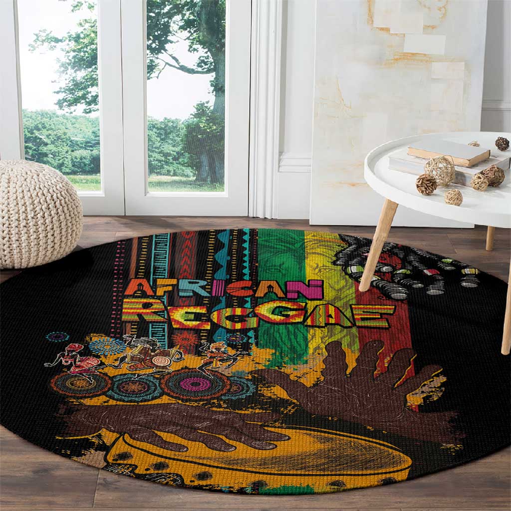 Afro-Caribbean Round Carpet African and Reggae Art Music - African Pride