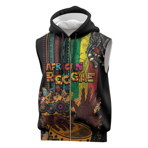 Afro-Caribbean Sleeveless Zip Hoodie African and Reggae Art Music - African Pride