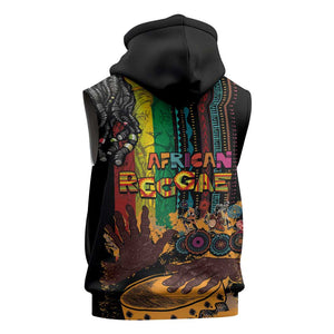 Afro-Caribbean Sleeveless Zip Hoodie African and Reggae Art Music - African Pride