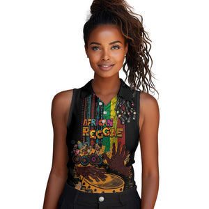 Afro-Caribbean Women Sleeveless Polo Shirt African and Reggae Art Music - African Pride