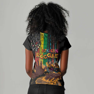 Afro-Caribbean Women V-Neck T-Shirt African and Reggae Art Music - African Pride