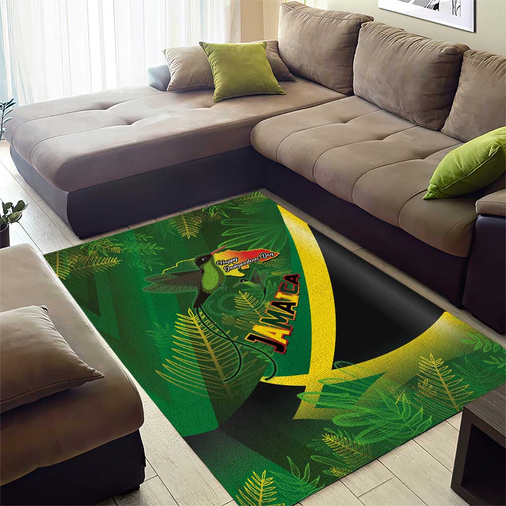 Afro Jamaica Independence Day Area Rug Swallow-tail Hummingbird with Tropical Plants - African Pride
