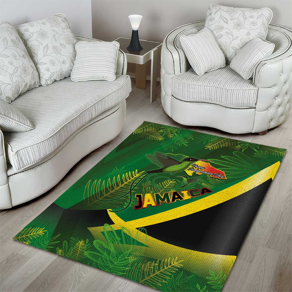 Afro Jamaica Independence Day Area Rug Swallow-tail Hummingbird with Tropical Plants - African Pride
