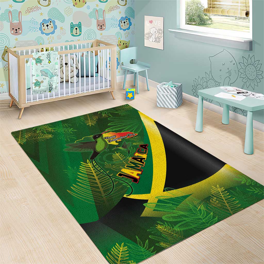 Afro Jamaica Independence Day Area Rug Swallow-tail Hummingbird with Tropical Plants - African Pride