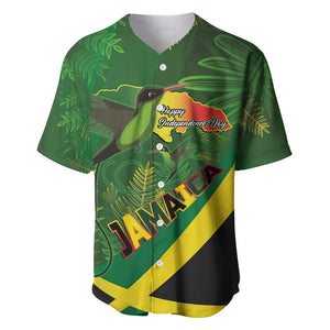 Afro Jamaica Independence Day Baseball Jersey Swallow-tail Hummingbird with Tropical Plants - African Pride