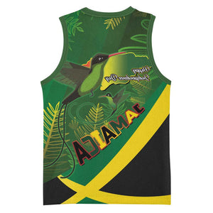 Afro Jamaica Independence Day Basketball Jersey Swallow-tail Hummingbird with Tropical Plants - African Pride