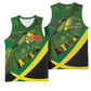 Afro Jamaica Independence Day Basketball Jersey Swallow-tail Hummingbird with Tropical Plants - African Pride