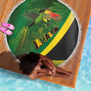 Afro Jamaica Independence Day Beach Blanket Swallow-tail Hummingbird with Tropical Plants - African Pride