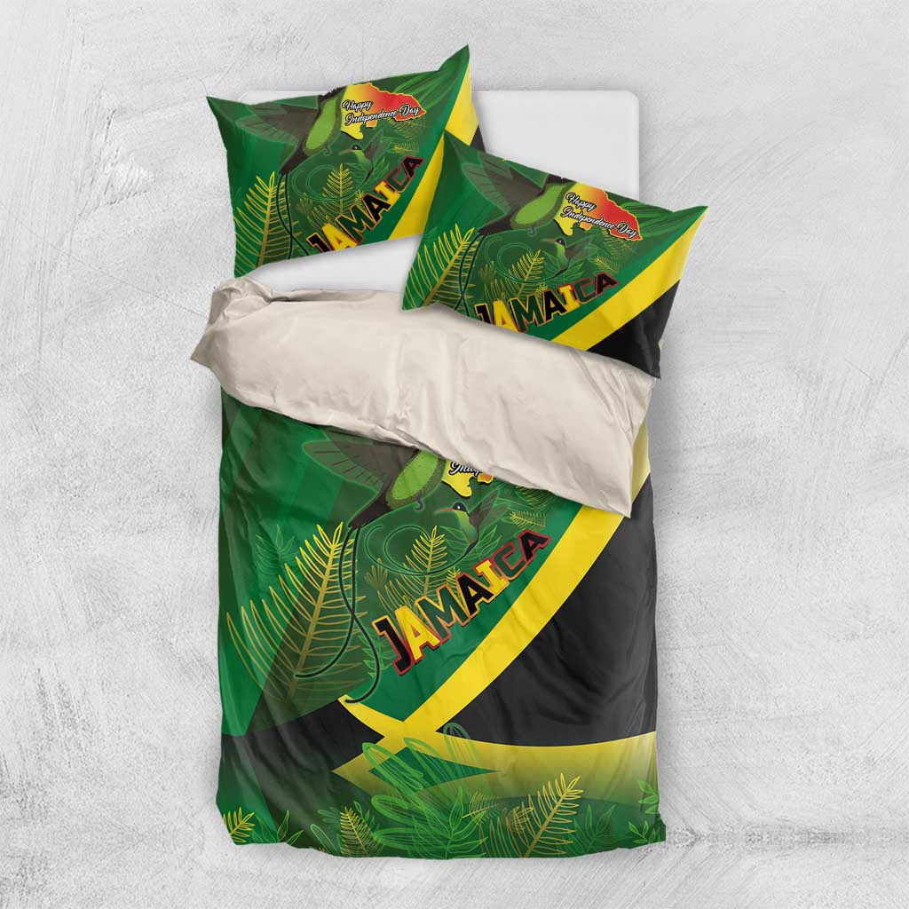 Afro Jamaica Independence Day Bedding Set Swallow-tail Hummingbird with Tropical Plants - African Pride