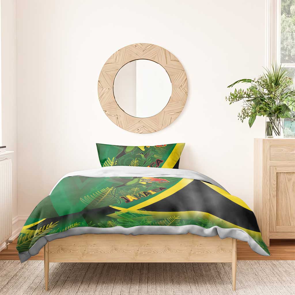 Afro Jamaica Independence Day Bedding Set Swallow-tail Hummingbird with Tropical Plants - African Pride