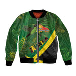 Afro Jamaica Independence Day Bomber Jacket Swallow-tail Hummingbird with Tropical Plants - African Pride
