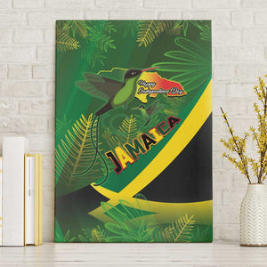Afro Jamaica Independence Day Canvas Wall Art Swallow-tail Hummingbird with Tropical Plants - African Pride