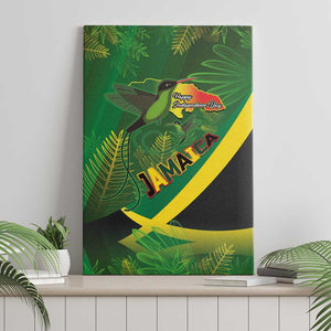 Afro Jamaica Independence Day Canvas Wall Art Swallow-tail Hummingbird with Tropical Plants - African Pride