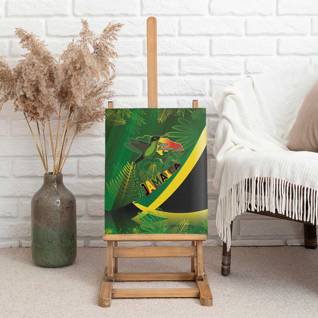 Afro Jamaica Independence Day Canvas Wall Art Swallow-tail Hummingbird with Tropical Plants - African Pride
