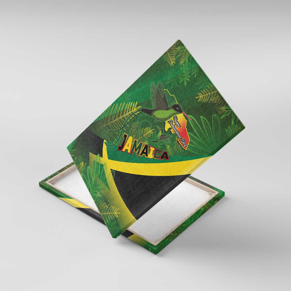 Afro Jamaica Independence Day Canvas Wall Art Swallow-tail Hummingbird with Tropical Plants - African Pride
