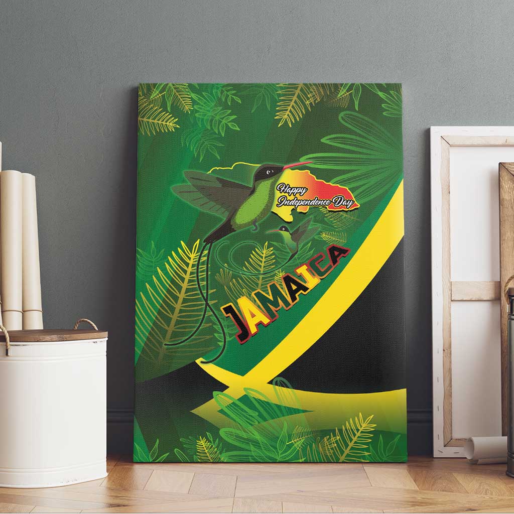 Afro Jamaica Independence Day Canvas Wall Art Swallow-tail Hummingbird with Tropical Plants - African Pride