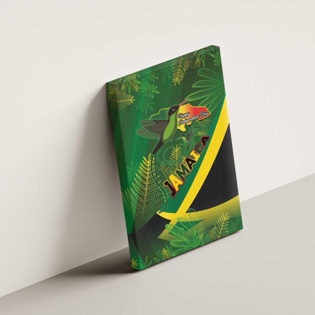 Afro Jamaica Independence Day Canvas Wall Art Swallow-tail Hummingbird with Tropical Plants - African Pride
