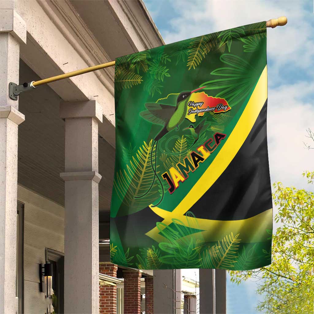 Afro Jamaica Independence Day Garden Flag Swallow-tail Hummingbird with Tropical Plants - African Pride
