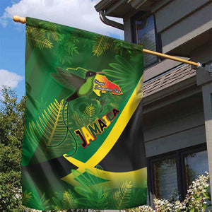Afro Jamaica Independence Day Garden Flag Swallow-tail Hummingbird with Tropical Plants - African Pride