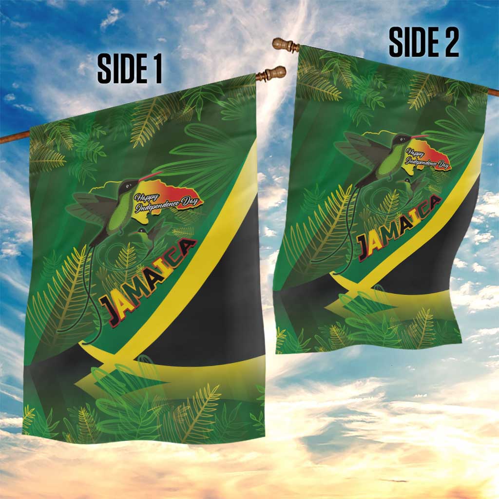 Afro Jamaica Independence Day Garden Flag Swallow-tail Hummingbird with Tropical Plants - African Pride