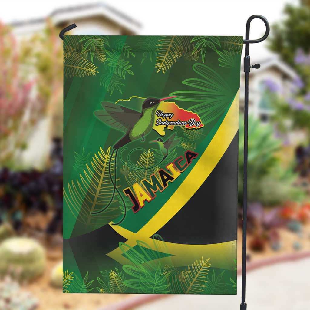 Afro Jamaica Independence Day Garden Flag Swallow-tail Hummingbird with Tropical Plants - African Pride