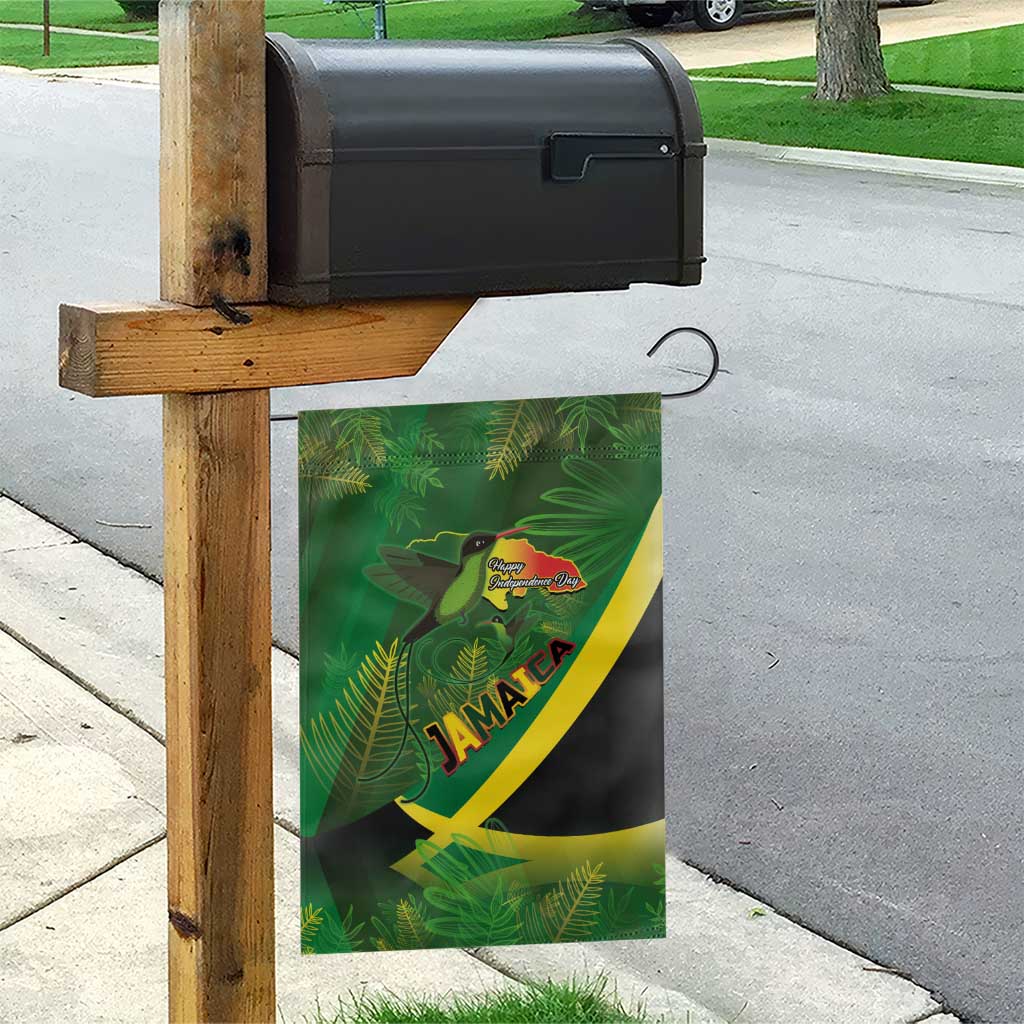 Afro Jamaica Independence Day Garden Flag Swallow-tail Hummingbird with Tropical Plants - African Pride