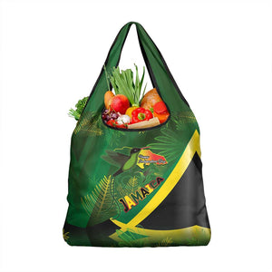 Afro Jamaica Independence Day Grocery Bag Swallow-tail Hummingbird with Tropical Plants - African Pride