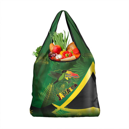 Afro Jamaica Independence Day Grocery Bag Swallow-tail Hummingbird with Tropical Plants - African Pride