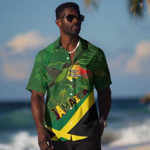Afro Jamaica Independence Day Hawaiian Shirt Swallow-tail Hummingbird with Tropical Plants - African Pride
