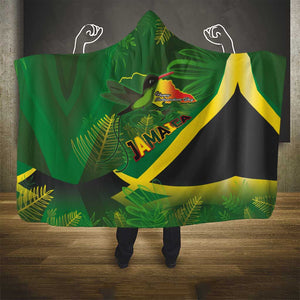 Afro Jamaica Independence Day Hooded Blanket Swallow-tail Hummingbird with Tropical Plants - African Pride