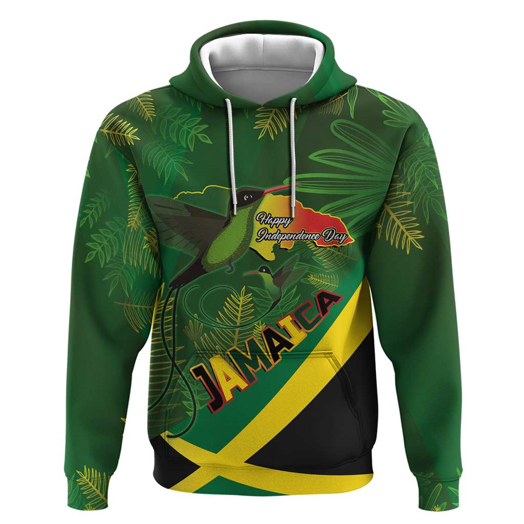 Afro Jamaica Independence Day Hoodie Swallow-tail Hummingbird with Tropical Plants - African Pride