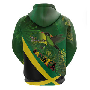 Afro Jamaica Independence Day Hoodie Swallow-tail Hummingbird with Tropical Plants - African Pride