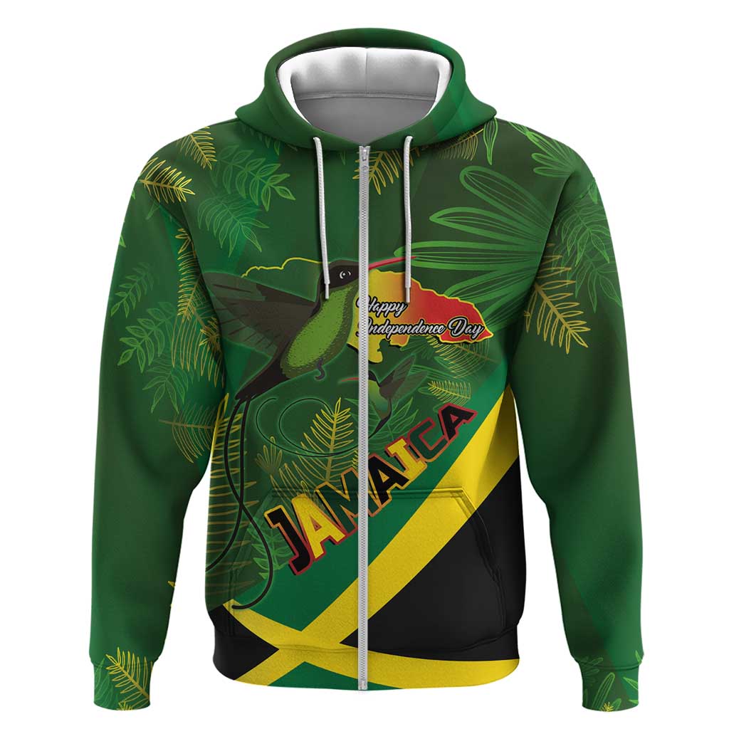 Afro Jamaica Independence Day Hoodie Swallow-tail Hummingbird with Tropical Plants - African Pride