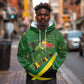 Afro Jamaica Independence Day Hoodie Swallow-tail Hummingbird with Tropical Plants - African Pride
