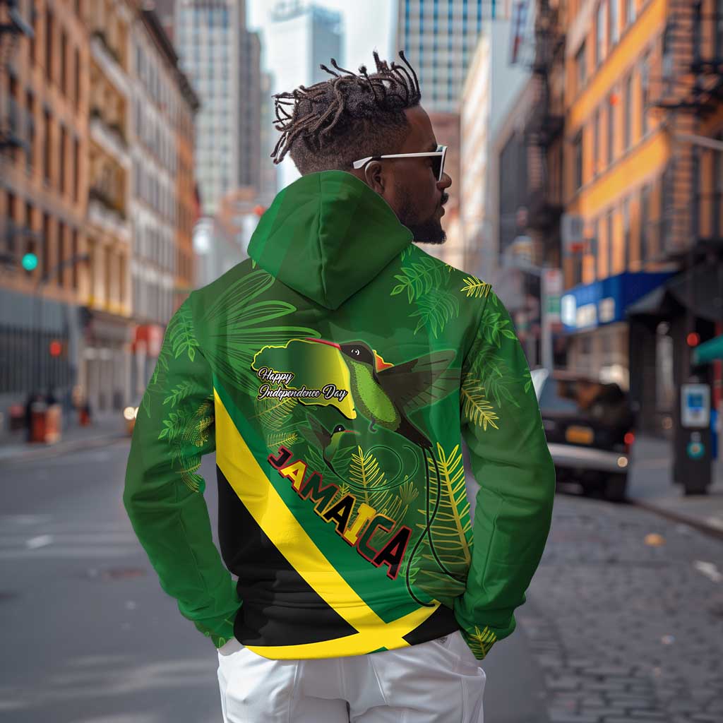 Afro Jamaica Independence Day Hoodie Swallow-tail Hummingbird with Tropical Plants - African Pride