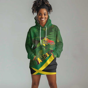 Afro Jamaica Independence Day Hoodie Dress Swallow-tail Hummingbird with Tropical Plants - African Pride