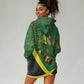 Afro Jamaica Independence Day Hoodie Dress Swallow-tail Hummingbird with Tropical Plants - African Pride