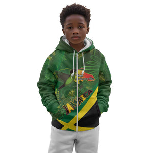 Afro Jamaica Independence Day Kid Hoodie Swallow-tail Hummingbird with Tropical Plants - African Pride