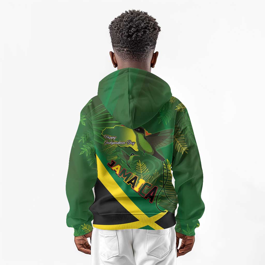 Afro Jamaica Independence Day Kid Hoodie Swallow-tail Hummingbird with Tropical Plants - African Pride