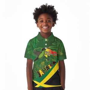 Afro Jamaica Independence Day Kid Polo Shirt Swallow-tail Hummingbird with Tropical Plants - African Pride