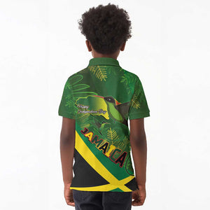 Afro Jamaica Independence Day Kid Polo Shirt Swallow-tail Hummingbird with Tropical Plants - African Pride