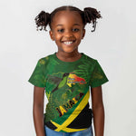 Afro Jamaica Independence Day Kid T shirt Swallow-tail Hummingbird with Tropical Plants - African Pride