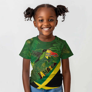 Afro Jamaica Independence Day Kid T shirt Swallow-tail Hummingbird with Tropical Plants - African Pride