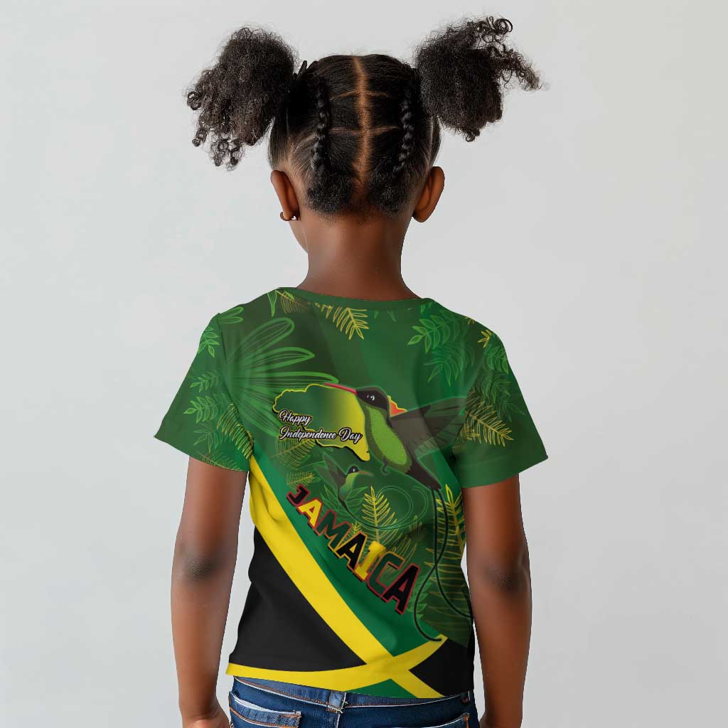Afro Jamaica Independence Day Kid T shirt Swallow-tail Hummingbird with Tropical Plants - African Pride